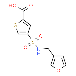 ChemSpider 2D Image | 4-[(3-Furylmethyl)sulfamoyl]-2-thiophenecarboxylic acid | C10H9NO5S2