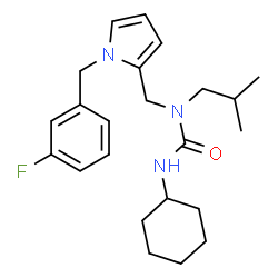 ChemSpider 2D Image | 3-Cyclohexyl-1-{[1-(3-fluorobenzyl)-1H-pyrrol-2-yl]methyl}-1-isobutylurea | C23H32FN3O
