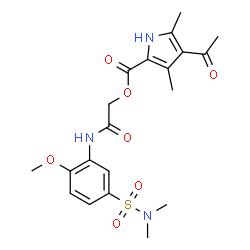 ChemSpider 2D Image | 2-{[5-(Dimethylsulfamoyl)-2-methoxyphenyl]amino}-2-oxoethyl 4-acetyl-3,5-dimethyl-1H-pyrrole-2-carboxylate | C20H25N3O7S