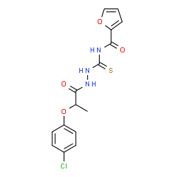 ChemSpider 2D Image | N-({2-[2-(4-Chlorophenoxy)propanoyl]hydrazino}carbothioyl)-2-furamide | C15H14ClN3O4S
