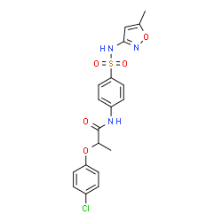 ChemSpider 2D Image | 2-(4-Chlorophenoxy)-N-{4-[(5-methyl-1,2-oxazol-3-yl)sulfamoyl]phenyl}propanamide | C19H18ClN3O5S