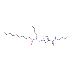 ChemSpider 2D Image | N-Butyl-2-{[butyl(decanoyl)amino]methyl}-1,3-thiazole-4-carboxamide | C23H41N3O2S