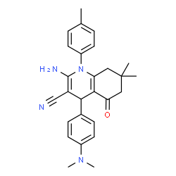 ChemSpider 2D Image | 2-Amino-4-[4-(dimethylamino)phenyl]-7,7-dimethyl-1-(4-methylphenyl)-5-oxo-1,4,5,6,7,8-hexahydro-3-quinolinecarbonitrile | C27H30N4O