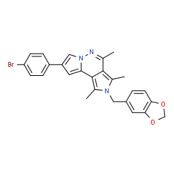ChemSpider 2D Image | 2-(1,3-Benzodioxol-5-ylmethyl)-8-(4-bromophenyl)-1,3,4-trimethyl-2H-dipyrrolo[1,2-b:3',4'-d]pyridazine | C26H22BrN3O2