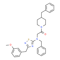 ChemSpider 2D Image | 2-{Benzyl[3-(3-methoxybenzyl)-1,2,4-thiadiazol-5-yl]amino}-1-(4-benzyl-1-piperidinyl)ethanone | C31H34N4O2S