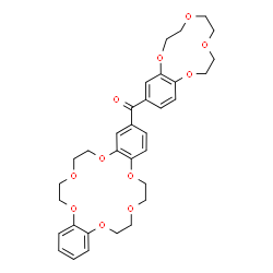 ChemSpider 2D Image | 2,3,5,6,8,9-Hexahydro-1,4,7,10-benzotetraoxacyclododecin-12-yl(6,7,9,10,17,18,20,21-octahydrodibenzo[b,k][1,4,7,10,13,16]hexaoxacyclooctadecin-2-yl)methanone | C33H38O11