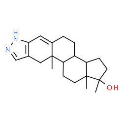 ChemSpider 2D Image | 1,10a,12a-Trimethyl-1,2,3,3a,3b,4,5,7,10,10a,10b,11,12,12a-tetradecahydrocyclopenta[5,6]naphtho[1,2-f]indazol-1-ol | C21H30N2O
