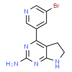 ChemSpider 2D Image | 4-(5-Bromo-3-pyridinyl)-6,7-dihydro-5H-pyrrolo[2,3-d]pyrimidin-2-amine | C11H10BrN5