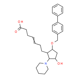 ChemSpider 2D Image | 7-[5-(4-Biphenylylmethoxy)-3-hydroxy-2-(1-piperidinyl)cyclopentyl]-4-heptenoic acid | C30H39NO4