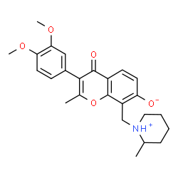 ChemSpider 2D Image | 3-(3,4-Dimethoxyphenyl)-7-hydroxy-2-methyl-8-[(2-methylpiperidin-1-yl)methyl]-4H-chromen-4-one | C25H29NO5