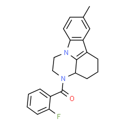 ChemSpider 2D Image | (2-Fluorophenyl)(8-methyl-1,2,3a,4,5,6-hexahydropyrazino[3,2,1-jk]carbazol-3-yl)methanone | C22H21FN2O
