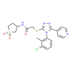 ChemSpider 2D Image | 2-{[4-(3-Chloro-2-methylphenyl)-5-(4-pyridinyl)-4H-1,2,4-triazol-3-yl]sulfanyl}-N-(1,1-dioxidotetrahydro-3-thiophenyl)acetamide | C20H20ClN5O3S2