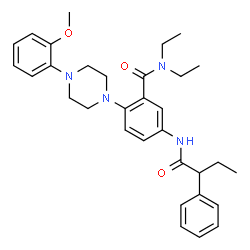 ChemSpider 2D Image | N,N-Diethyl-2-[4-(2-methoxyphenyl)-1-piperazinyl]-5-[(2-phenylbutanoyl)amino]benzamide | C32H40N4O3