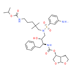 ChemSpider 2D Image | Isopropyl (5-{[(3-aminophenyl)sulfonyl][(2R,3S)-3-({[(3R,3aS,6aR)-hexahydrofuro[2,3-b]furan-3-yloxy]carbonyl}amino)-2-hydroxy-4-phenylbutyl]amino}-4,4-dimethylpentyl)carbamate | C34H50N4O9S