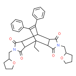 ChemSpider 2D Image | 1-Ethyl-13,14-diphenyl-4,10-bis(tetrahydro-2-furanylmethyl)-4,10-diazatetracyclo[5.5.2.0~2,6~.0~8,12~]tetradec-13-ene-3,5,9,11-tetrone | C36H38N2O6