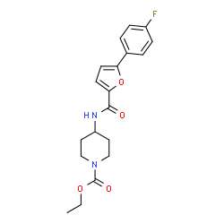 ChemSpider 2D Image | Ethyl 4-{[5-(4-fluorophenyl)-2-furoyl]amino}-1-piperidinecarboxylate | C19H21FN2O4