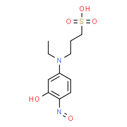 ChemSpider 2D Image | 3-[Ethyl(3-hydroxy-4-nitrosophenyl)amino]-1-propanesulfonic acid | C11H16N2O5S