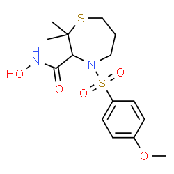 ChemSpider 2D Image | N-Hydroxy-4-[(4-methoxyphenyl)sulfonyl]-2,2-dimethyl-1,4-thiazepane-3-carboxamide | C15H22N2O5S2