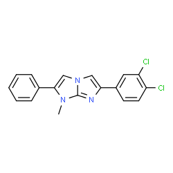 ChemSpider 2D Image | 6-(3,4-Dichlorophenyl)-1-methyl-2-phenyl-1H-imidazo[1,2-a]imidazole | C18H13Cl2N3