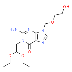 ChemSpider 2D Image | 2-Amino-1-(2,2-diethoxyethyl)-9-[(2-hydroxyethoxy)methyl]-1,9-dihydro-6H-purin-6-one | C14H23N5O5