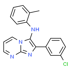 ChemSpider 2D Image | 2-(3-Chlorophenyl)-N-(2-methylphenyl)imidazo[1,2-a]pyrimidin-3-amine | C19H15ClN4