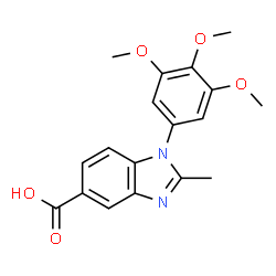 ChemSpider 2D Image | 2-methyl-1-(3,4,5-trimethoxyphenyl)-1,3-benzodiazole-5-carboxylic acid | C18H18N2O5