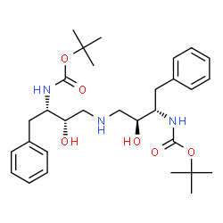 ChemSpider 2D Image | Bis(2-methyl-2-propanyl) {iminobis[(2S,3S)-3-hydroxy-1-phenyl-4,2-butanediyl]}biscarbamate | C30H45N3O6