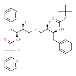 ChemSpider 2D Image | 2-Methyl-2-propanyl [(2S,3R)-3-hydroxy-4-{[(2R,3S)-2-hydroxy-3-{[2-hydroxy-2-(2-pyridinyl)propanoyl]amino}-4-phenylbutyl]amino}-1-phenyl-2-butanyl]carbamate | C33H44N4O6