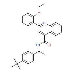 ChemSpider 2D Image | 2-(2-Ethoxyphenyl)-N-{1-[4-(2-methyl-2-propanyl)phenyl]ethyl}-4-quinolinecarboxamide | C30H32N2O2