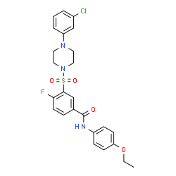 ChemSpider 2D Image | 3-{[4-(3-Chlorophenyl)-1-piperazinyl]sulfonyl}-N-(4-ethoxyphenyl)-4-fluorobenzamide | C25H25ClFN3O4S