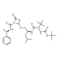ChemSpider 2D Image | N~2~-(tert-butoxycarbonyl)-3-methyl-N-{(2S)-4-methyl-1-[(4-oxo-1-{[(1R)-1-phenylethyl]carbamoyl}azetidin-2-yl)oxy]pentan-2-yl}-L-valinamide | C29H46N4O6