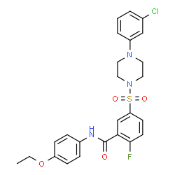 ChemSpider 2D Image | 5-{[4-(3-Chlorophenyl)-1-piperazinyl]sulfonyl}-N-(4-ethoxyphenyl)-2-fluorobenzamide | C25H25ClFN3O4S