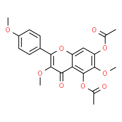 ChemSpider 2D Image | 3,6-Dimethoxy-2-(4-methoxyphenyl)-4-oxo-4H-chromene-5,7-diyl diacetate | C22H20O9