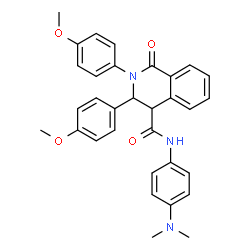 ChemSpider 2D Image | N-[4-(Dimethylamino)phenyl]-2,3-bis(4-methoxyphenyl)-1-oxo-1,2,3,4-tetrahydro-4-isoquinolinecarboxamide | C32H31N3O4
