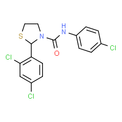 ChemSpider 2D Image | N-(4-Chlorophenyl)-2-(2,4-dichlorophenyl)-1,3-thiazolidine-3-carboxamide | C16H13Cl3N2OS