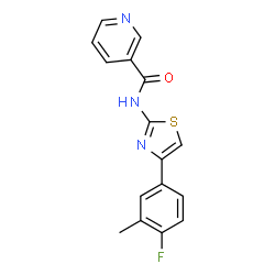 ChemSpider 2D Image | N-[4-(4-Fluoro-3-methylphenyl)-1,3-thiazol-2-yl]nicotinamide | C16H12FN3OS