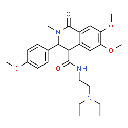 ChemSpider 2D Image | N-[2-(Diethylamino)ethyl]-6,7-dimethoxy-3-(4-methoxyphenyl)-2-methyl-1-oxo-1,2,3,4-tetrahydro-4-isoquinolinecarboxamide | C26H35N3O5