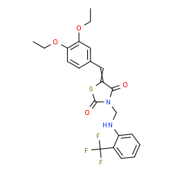 ChemSpider 2D Image | 5-(3,4-Diethoxybenzylidene)-3-({[2-(trifluoromethyl)phenyl]amino}methyl)-1,3-thiazolidine-2,4-dione | C22H21F3N2O4S