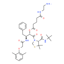 ChemSpider 2D Image | (2S,3S)-1-{(4R)-5,5-Dimethyl-4-[(2-methyl-2-propanyl)carbamoyl]-1,3-thiazolidin-3-yl}-3-{[(2,6-dimethylphenoxy)acetyl]amino}-1-oxo-4-phenyl-2-butanyl 5-[(2-aminoethyl)amino]-5-oxopentanoate | C37H53N5O7S