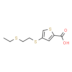 ChemSpider 2D Image | 4-{[2-(Ethylsulfanyl)ethyl]sulfanyl}-2-thiophenecarboxylic acid | C9H12O2S3