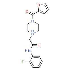 ChemSpider 2D Image | 1-{2-[(2-Fluorophenyl)amino]-2-oxoethyl}-4-(2-furoyl)piperazin-1-ium | C17H19FN3O3