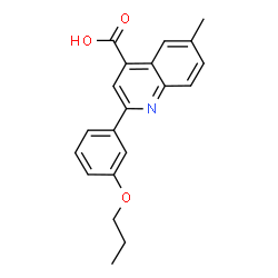 ChemSpider 2D Image | 6-Methyl-2-(3-propoxyphenyl)-4-quinolinecarboxylic acid | C20H19NO3