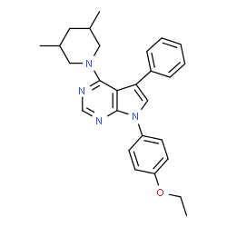 ChemSpider 2D Image | 4-(3,5-Dimethyl-1-piperidinyl)-7-(4-ethoxyphenyl)-5-phenyl-7H-pyrrolo[2,3-d]pyrimidine | C27H30N4O