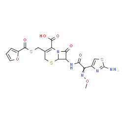 ChemSpider 2D Image | 7-{[(2-Amino-1,3-thiazol-4-yl)(methoxyimino)acetyl]amino}-3-[(2-furoylsulfanyl)methyl]-8-oxo-5-thia-1-azabicyclo[4.2.0]oct-2-ene-2-carboxylic acid | C19H17N5O7S3