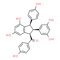 ChemSpider 2D Image | 1-[(1R,2R,3R)-2-(3,5-Dihydroxy-phenyl)-4,6-dihydroxy-3-(4-hydroxy-phenyl)-indan-1-yl]-1-(4-hydroxy-phenyl)-methanone | C28H22O7