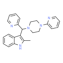 ChemSpider 2D Image | 2-Methyl-3-{2-pyridinyl[4-(2-pyridinyl)-1-piperazinyl]methyl}-1H-indole | C24H25N5