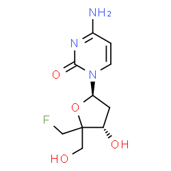 ChemSpider 2D Image | 4-Amino-1-[(4xi)-2-deoxy-4-(fluoromethyl)-beta-D-glycero-pentofuranosyl]-2(1H)-pyrimidinone | C10H14FN3O4
