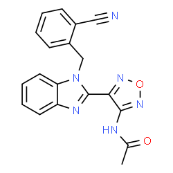 ChemSpider 2D Image | N-{4-[1-(2-Cyanobenzyl)-1H-benzimidazol-2-yl]-1,2,5-oxadiazol-3-yl}acetamide | C19H14N6O2