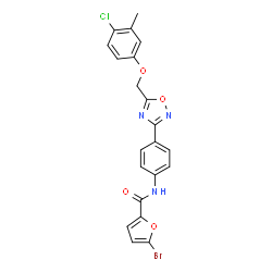 ChemSpider 2D Image | 5-Bromo-N-(4-{5-[(4-chloro-3-methylphenoxy)methyl]-1,2,4-oxadiazol-3-yl}phenyl)-2-furamide | C21H15BrClN3O4