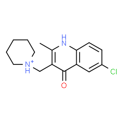 ChemSpider 2D Image | 1-[(6-Chloro-2-methyl-4-oxo-1,4-dihydro-3-quinolinyl)methyl]piperidinium | C16H20ClN2O